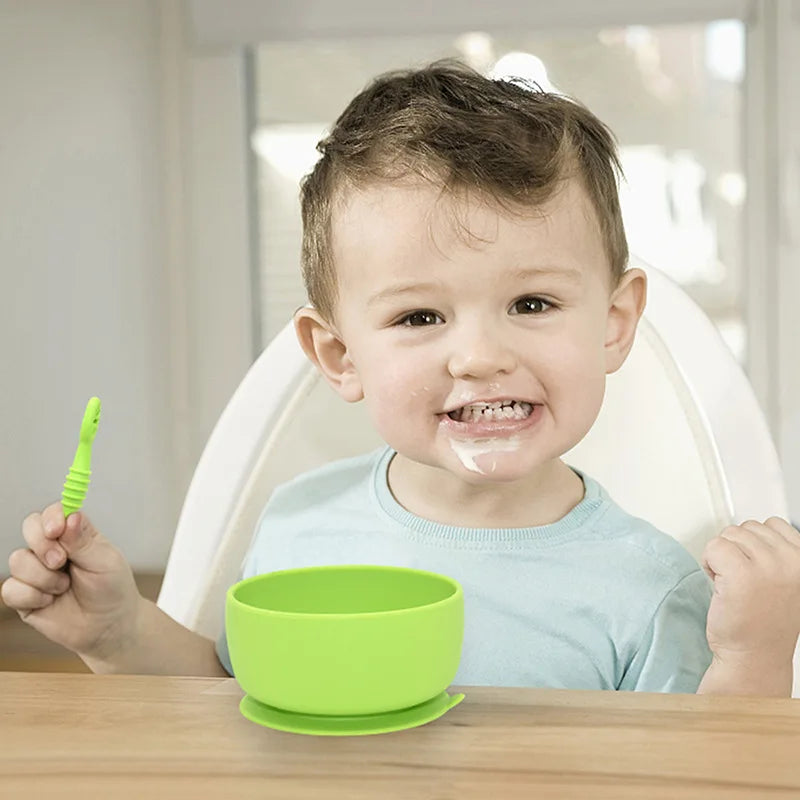 Ensemble de 2 cuillères et fourchettes en silicone pour bébé – Couverts d'apprentissage souples