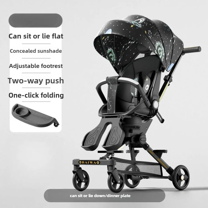 New 4-Wheel Baby Stroller – Lightweight, Foldable & Shock-Absorbing