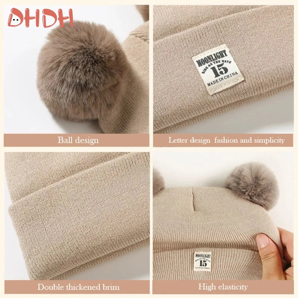 Ensemble d'hiver mignon pour bébé : bonnet et écharpe en laine avec oreilles d'ours.