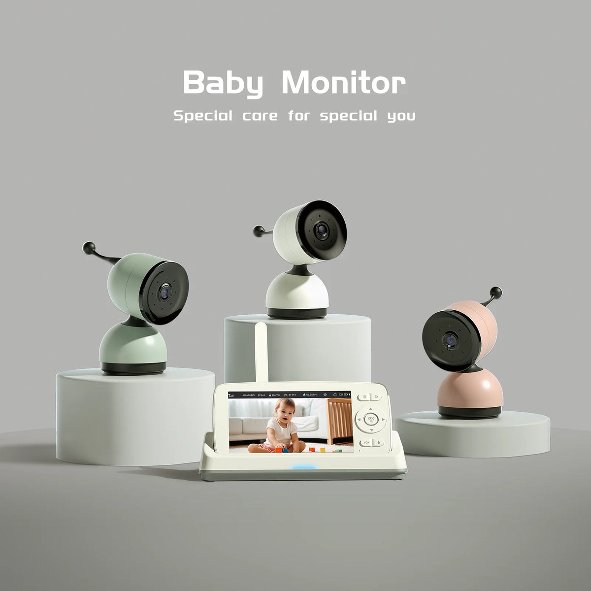 Wireless 5″ Baby Monitor 2MP PTZ Intercom Video Camera