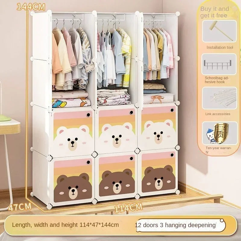 Armoire pliable pour enfants – Rangement en cubes entièrement fermé