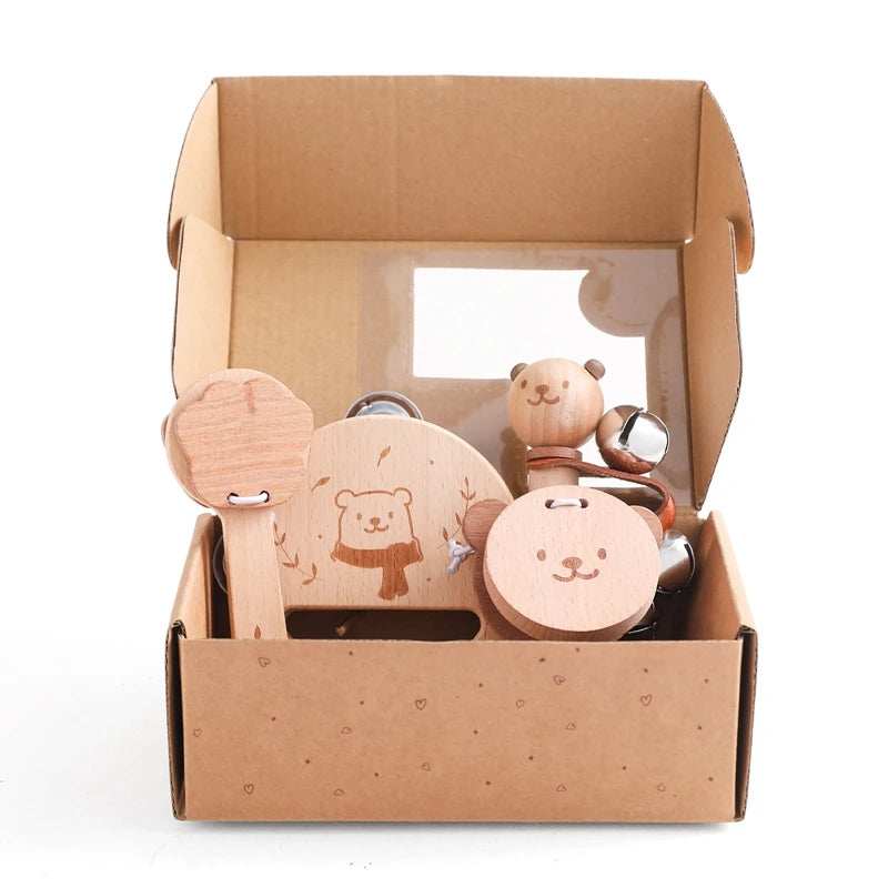 Wooden Bear Musical Toy Set – Fun for Newborns!