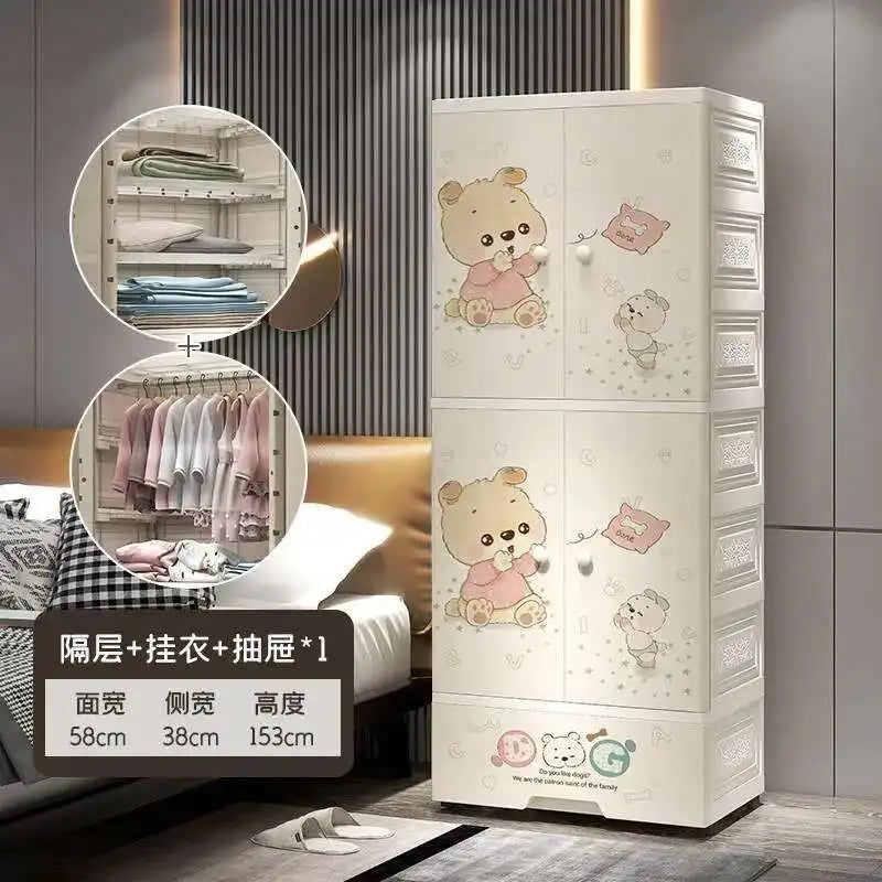 Armoire bébé en plastique – Armoire de rangement à motifs pour filles