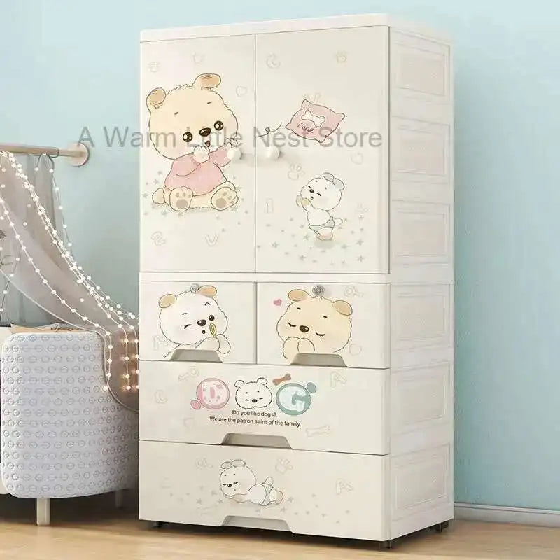 Armoire bébé en plastique – Armoire de rangement à motifs pour filles