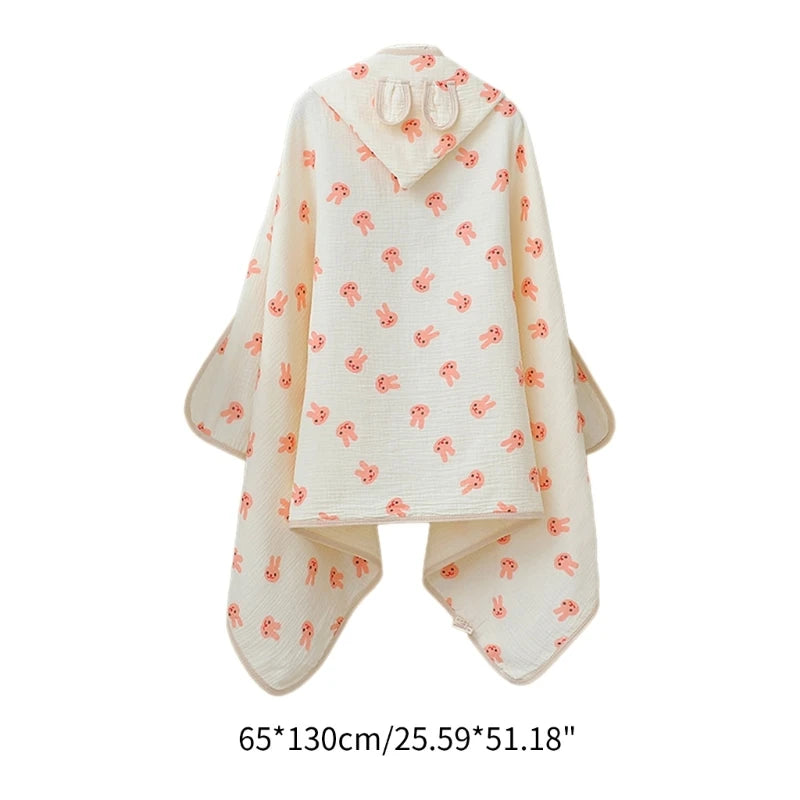 Serviette de bain bébé à capuche en coton doux – Peignoir poncho oreilles de lapin