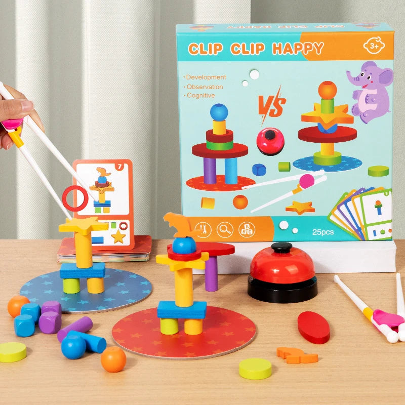 Montessori Wooden Stacking & Sorting Blocks – Balance & Shape Challenge Toy