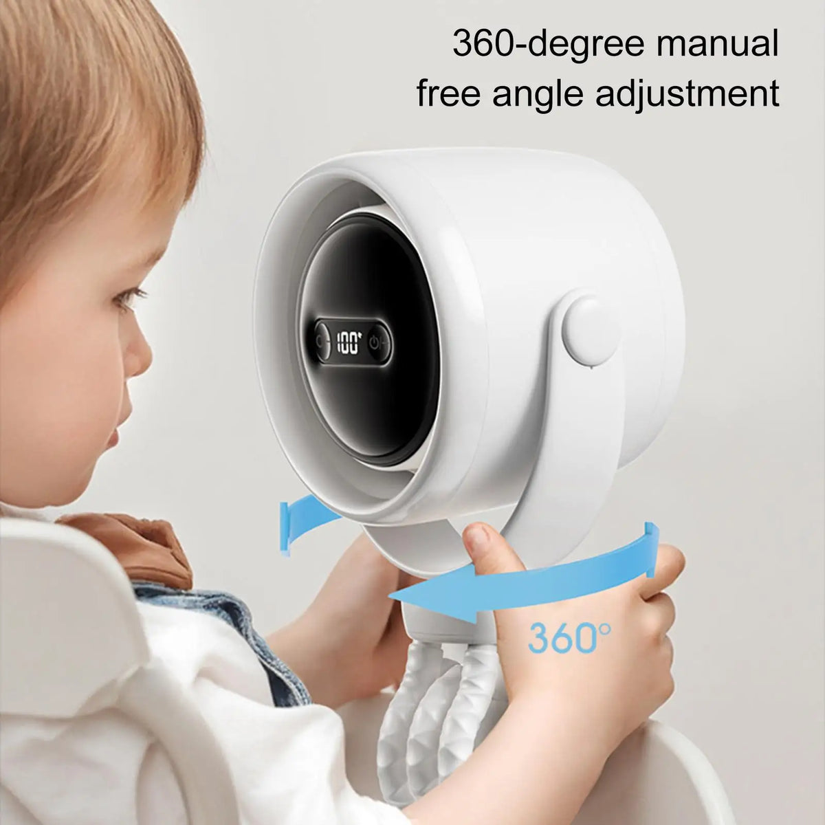 Flexible Octopus Stroller Fan – 3-Speed USB Rechargeable with LED Light (10000mAh)