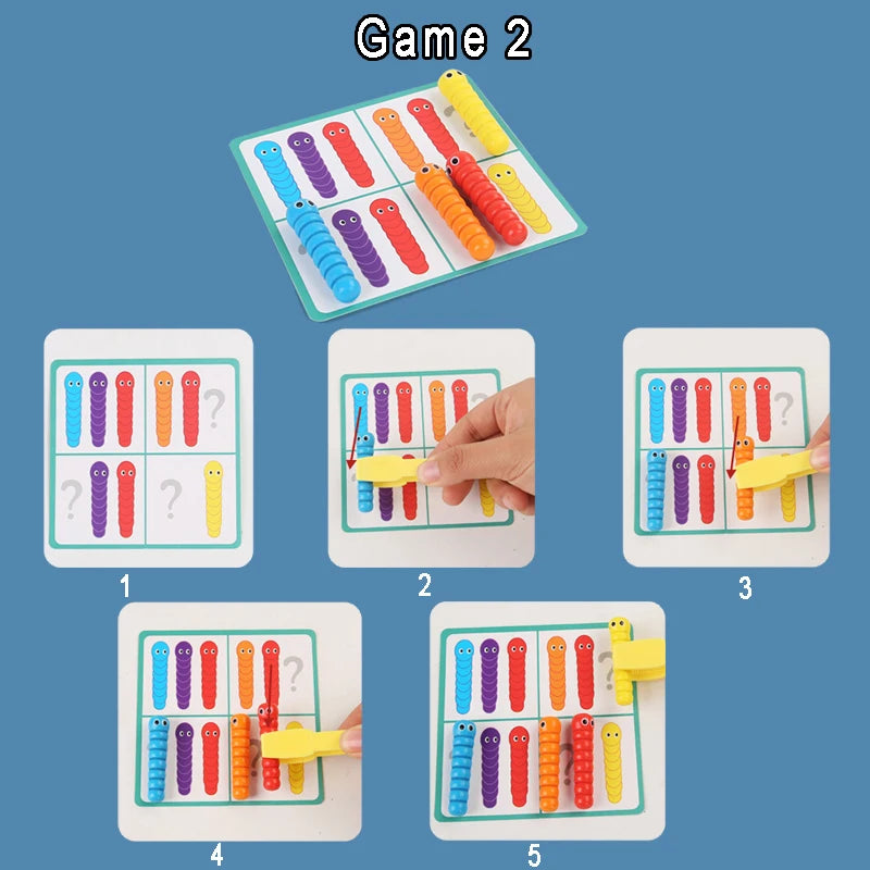 Worm Catch Montessori Toy – Color Matching & Fine Motor Skill Game