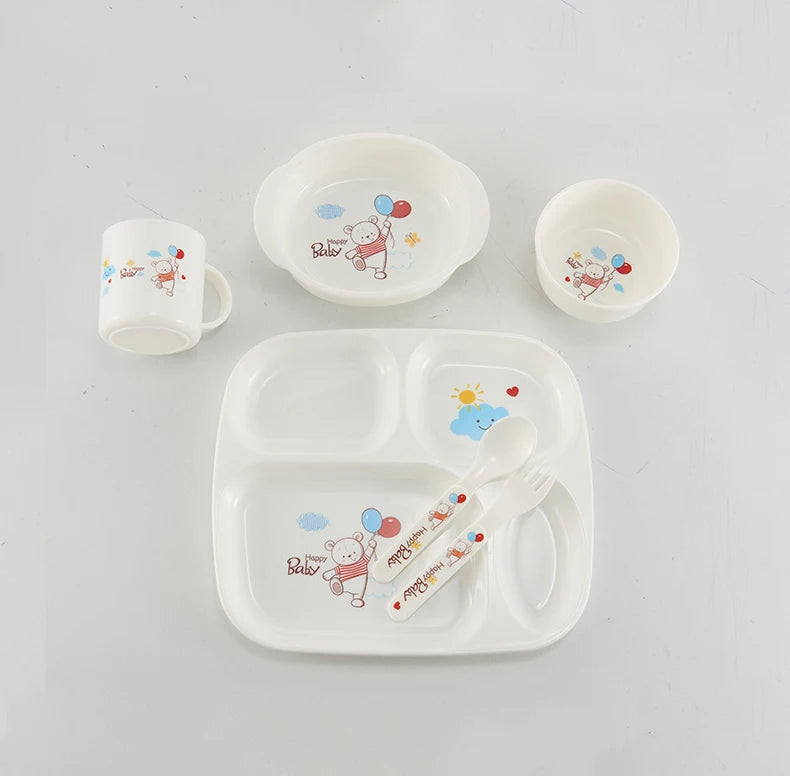 Ensemble repas pour enfants – Assiette compartimentée et ensemble cuillère/fourchette