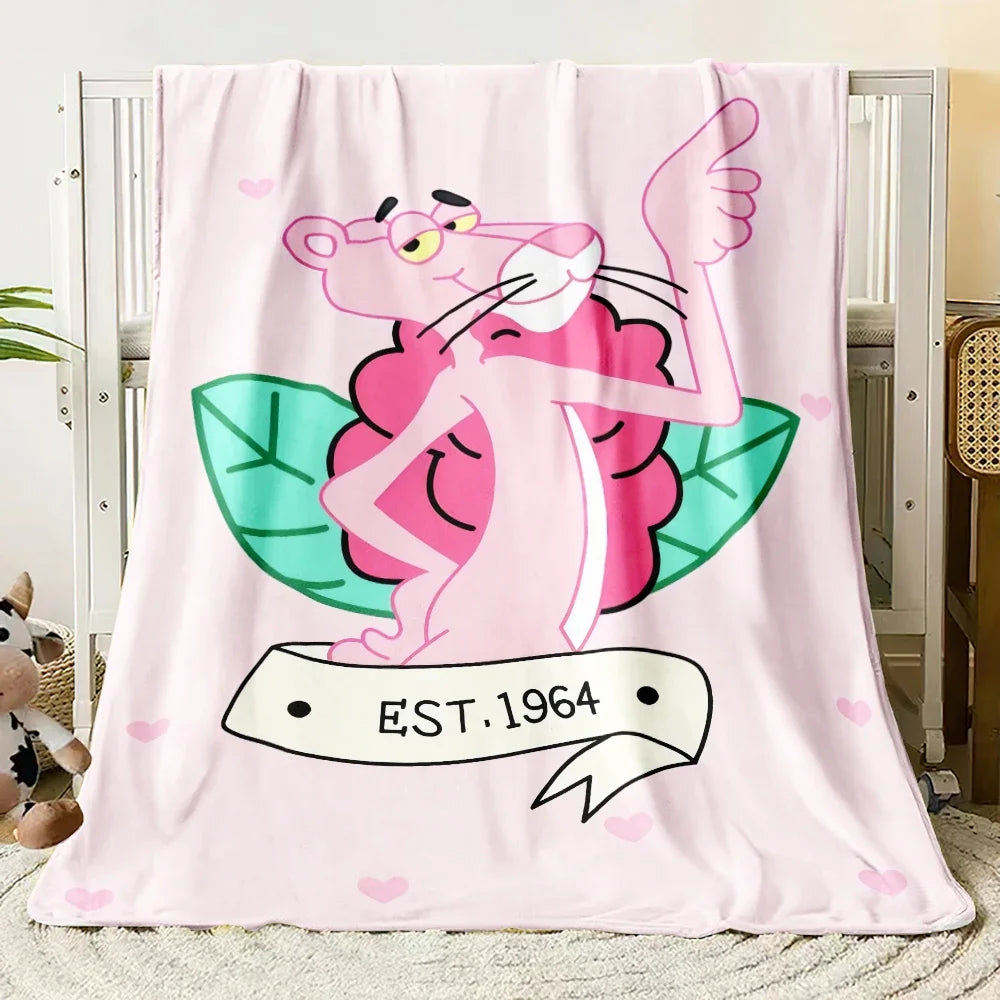 MINISO Pink Panther Flannel Blanket Suitable for Bedroom, Iving Room,sofa,student Nap,office Nap,camping Trip,children's Gift