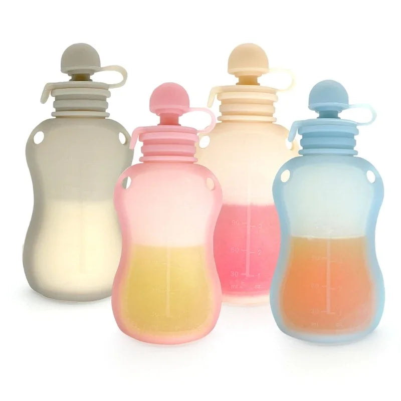 Sachet réutilisable en silicone de 150 ml pour aliments pour bébé – Conservation étanche du lait et des purées