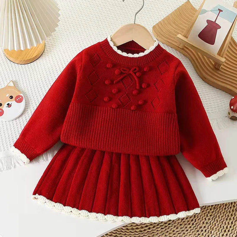 Christmas Knit Outfit for Baby Girls