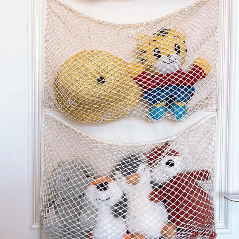 Over-Door Stuffed Animal Organizer – Hanging Mesh Bag with Large Pockets for Kids