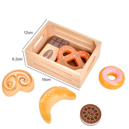 Ensemble de jeu en bois pour desserts et aliments – Amusant et Montessori !