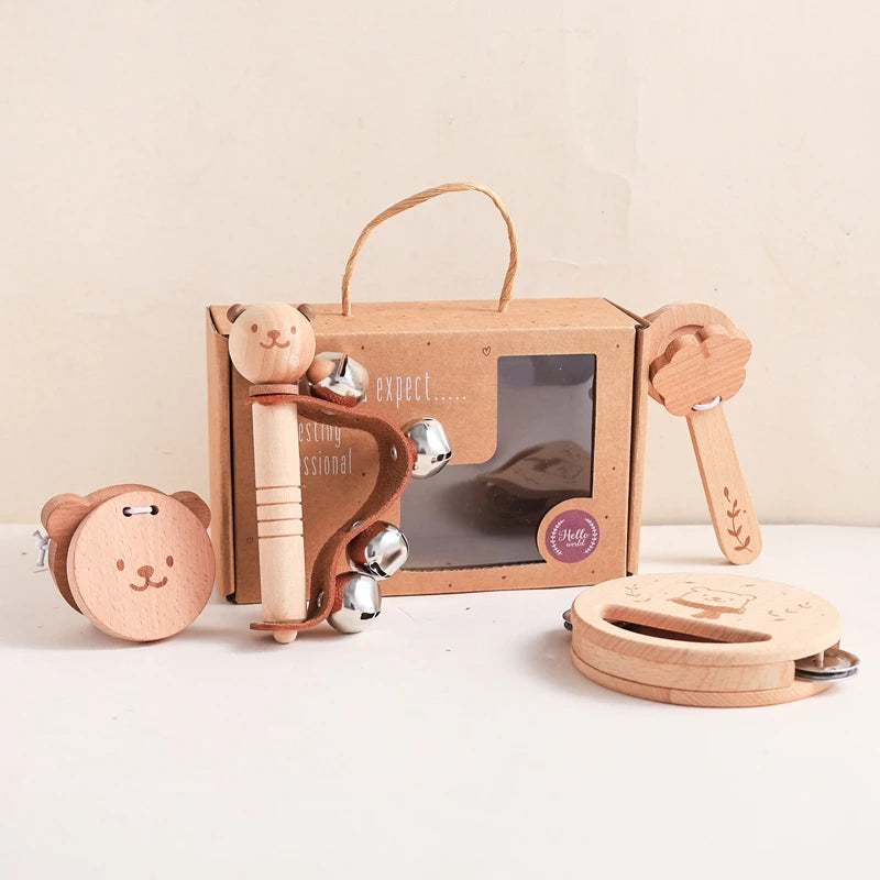 Wooden Bear Musical Toy Set – Fun for Newborns!