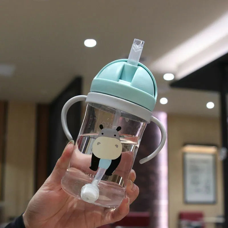 Gobelet/biberon pour enfants de 350 ml avec paille et bille de gravité, grand diamètre