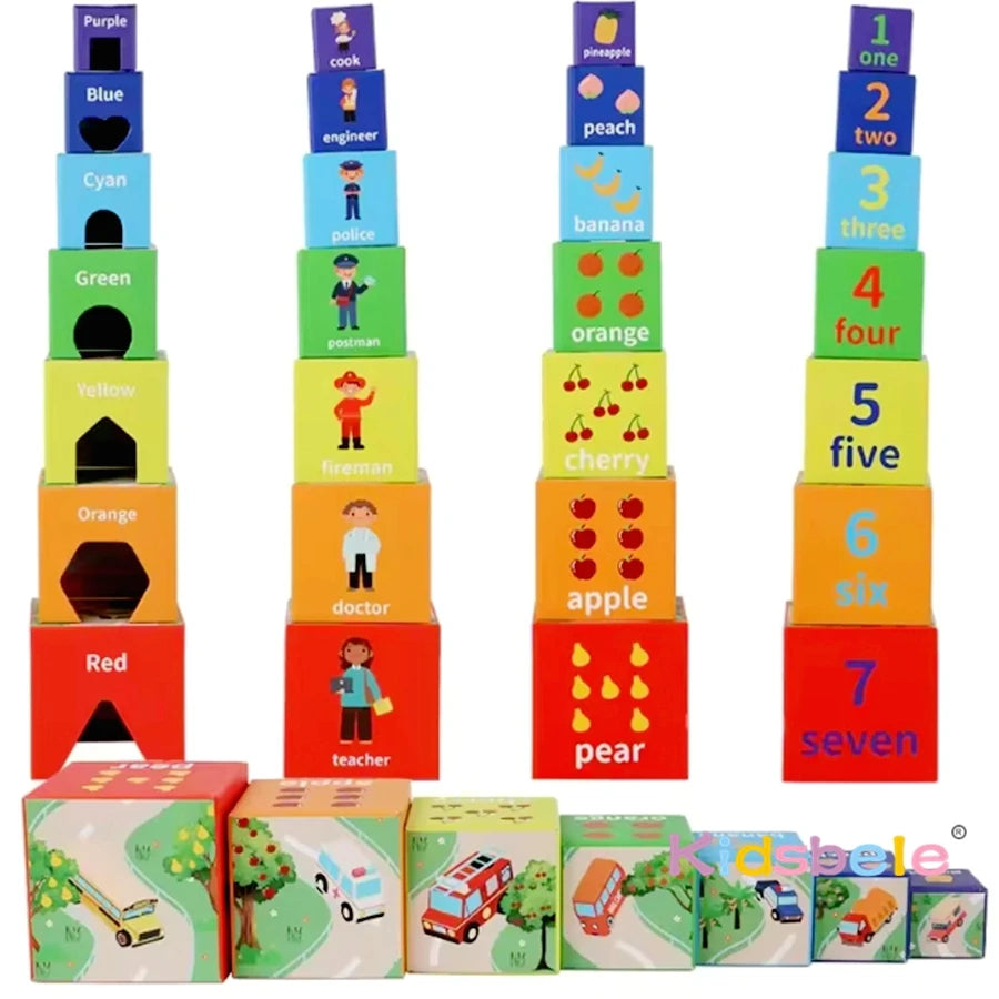 Montessori Stacking Nesting Cubes – Color & Shape Learning Toy