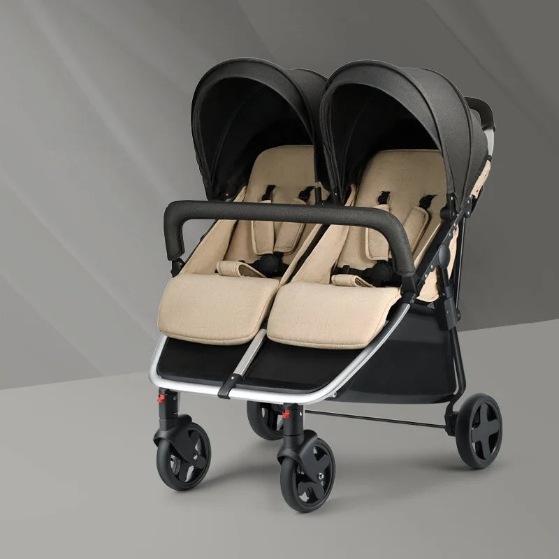 Twin Baby Stroller – Side-by-Side Sit & Lie, Lightweight Pushchair