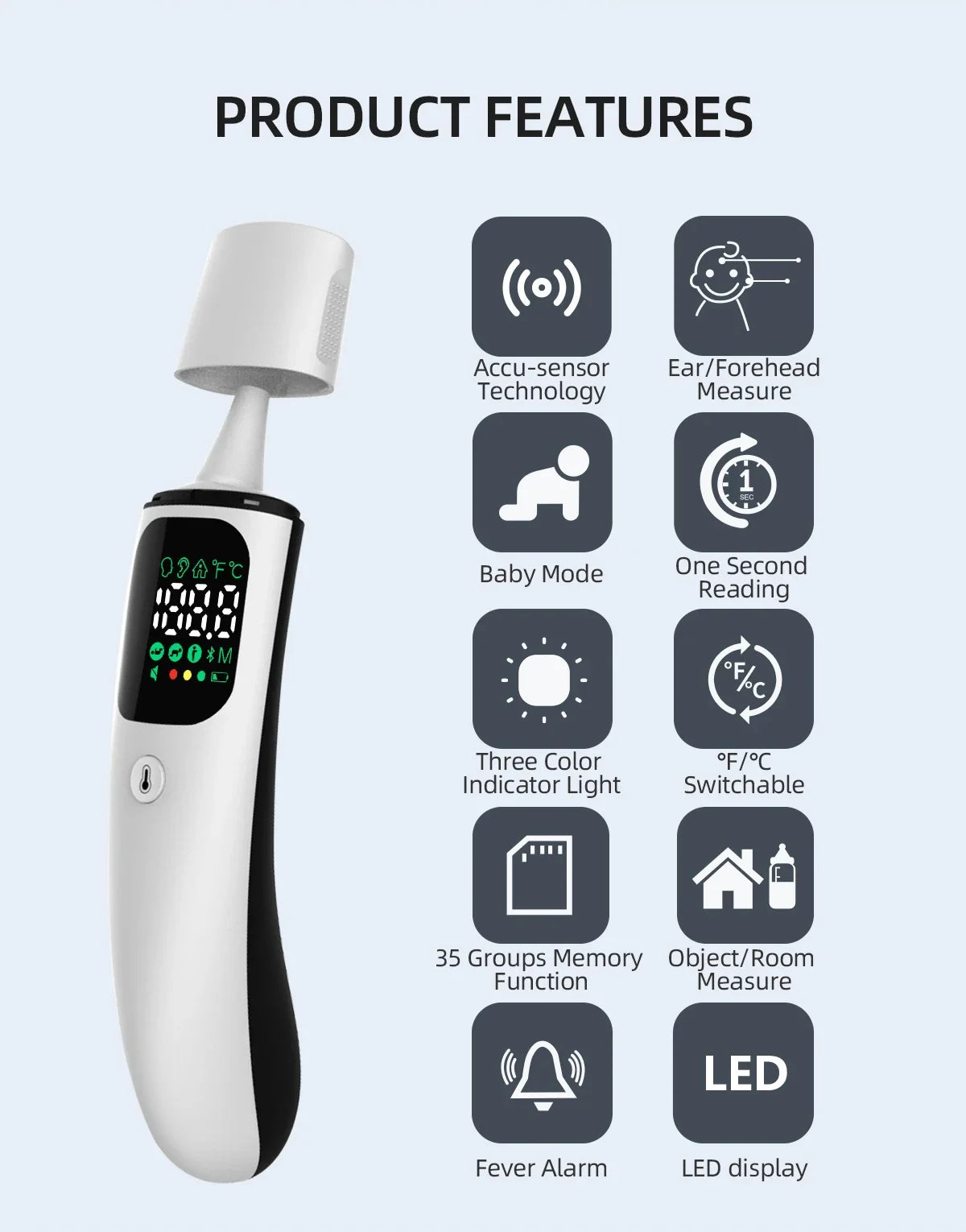 Thermomètre infrarouge LED – Rapide et sans contact !