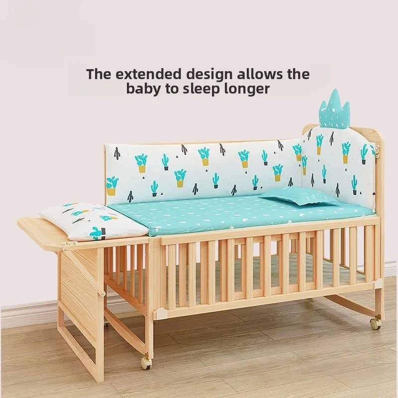 Convertible Baby Bed – Solid Wood & Adjustable Cradle