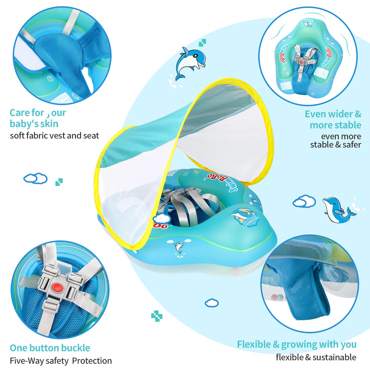 Bouée de natation pour bébés – Cercle de natation Swimbobo amélioré pour enfants