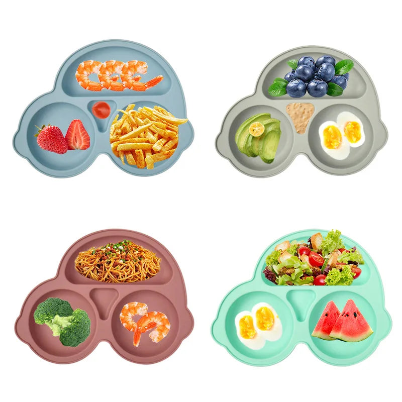 Assiette à ventouse en silicone pour bébé – Bol avec visage souriant