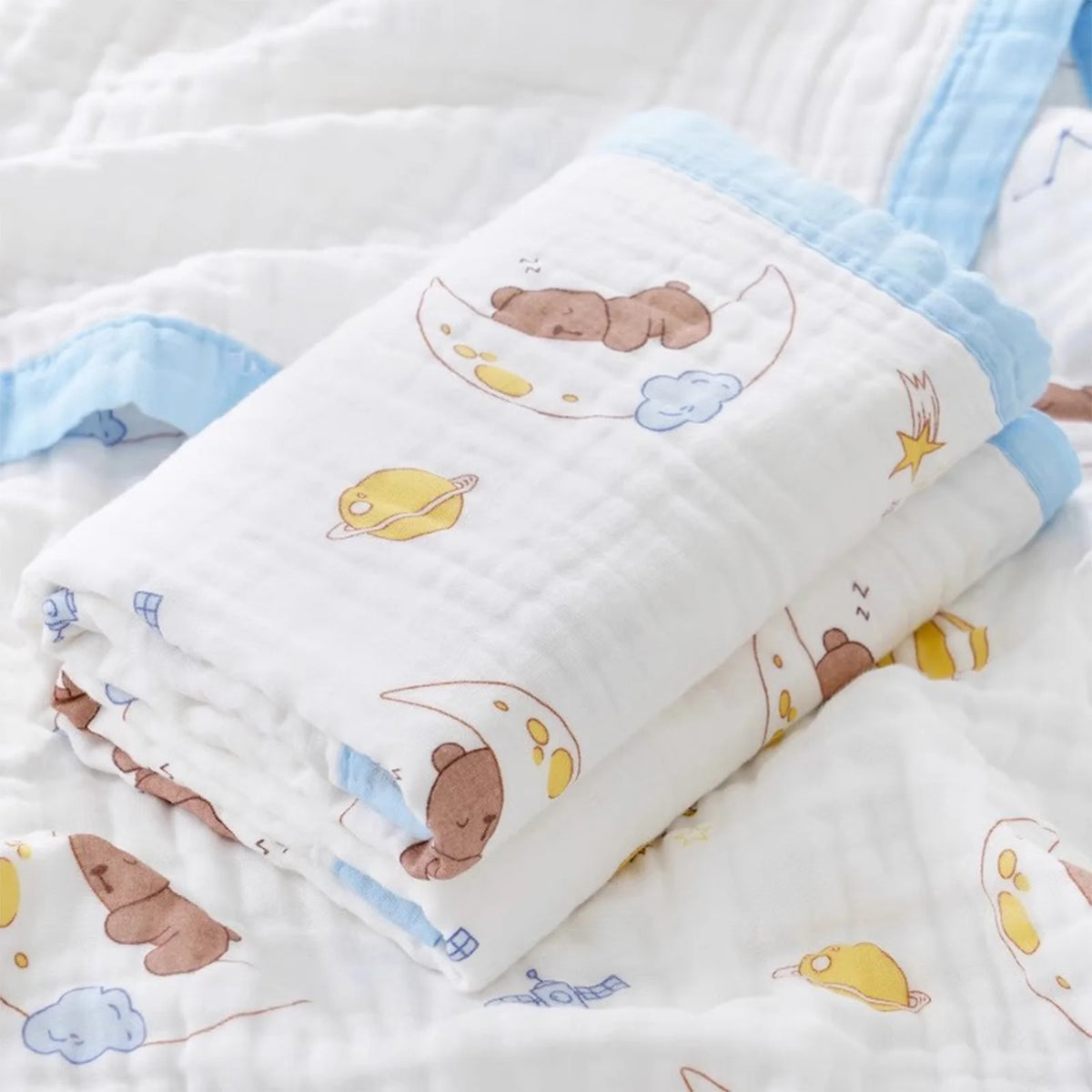 Serviette bébé en gaze 6 épaisseurs – Coton ultra doux, 110×110 cm