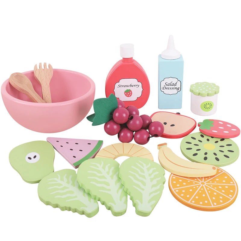 Ensemble d'aliments en bois pour jouer – Cuisinez et créez !