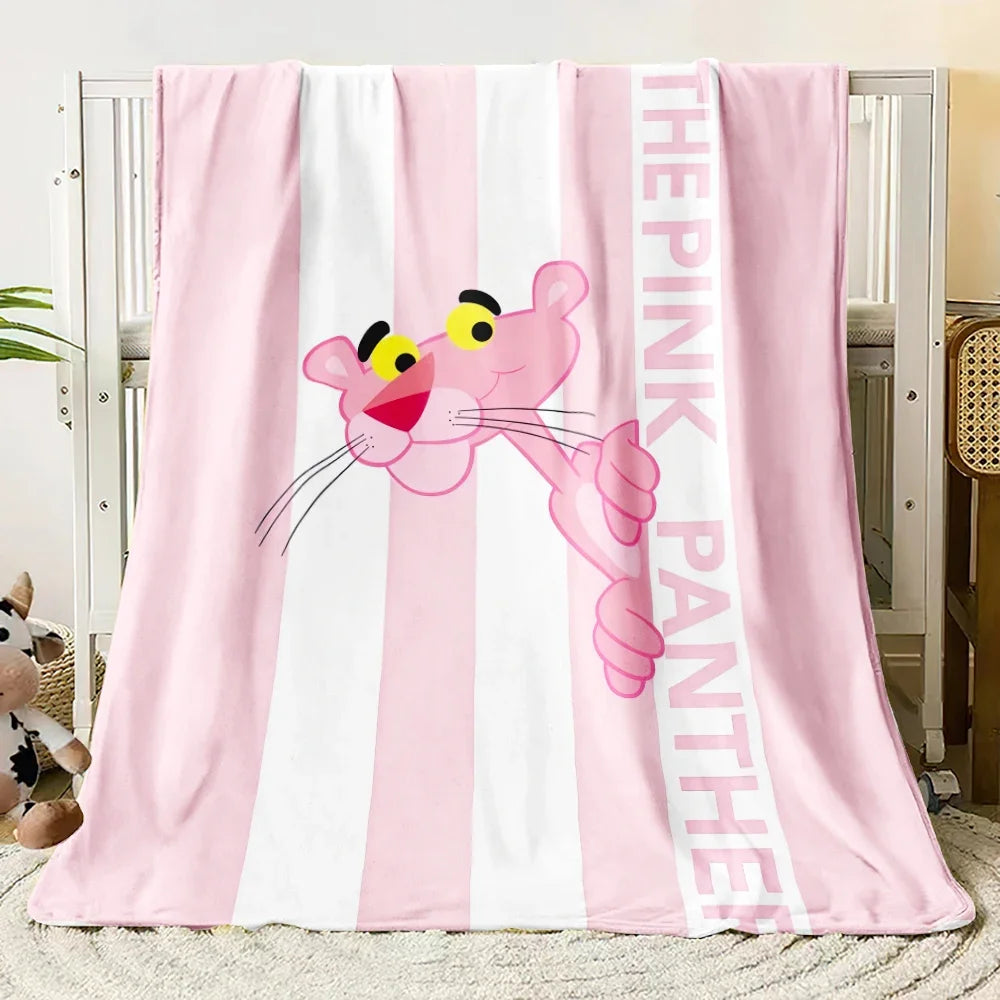 MINISO Pink Panther Flannel Blanket Suitable for Bedroom, Iving Room,sofa,student Nap,office Nap,camping Trip,children's Gift