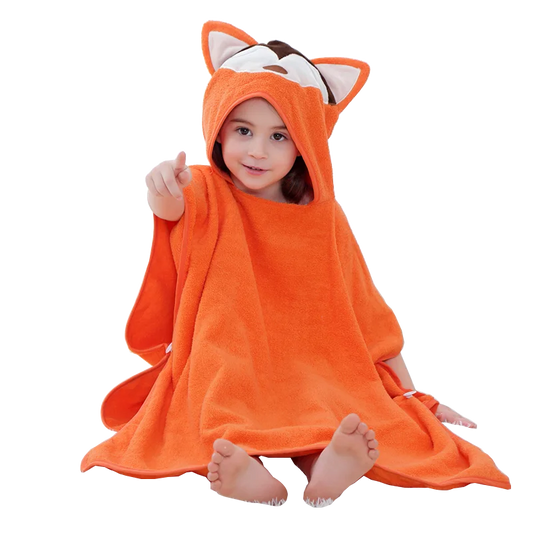 MICHLEY Fox Kids Hooded Bath Towel – Cotton Poncho Bathrobe (2–6T)