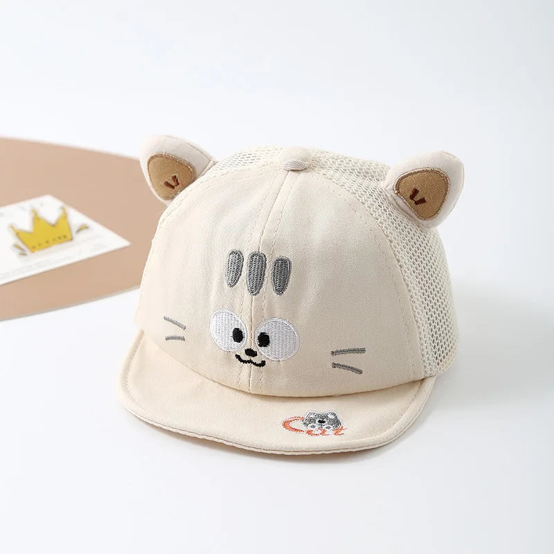 Casquette de baseball d'été pour enfants en maille, chapeau mignon de chat de dessin animé