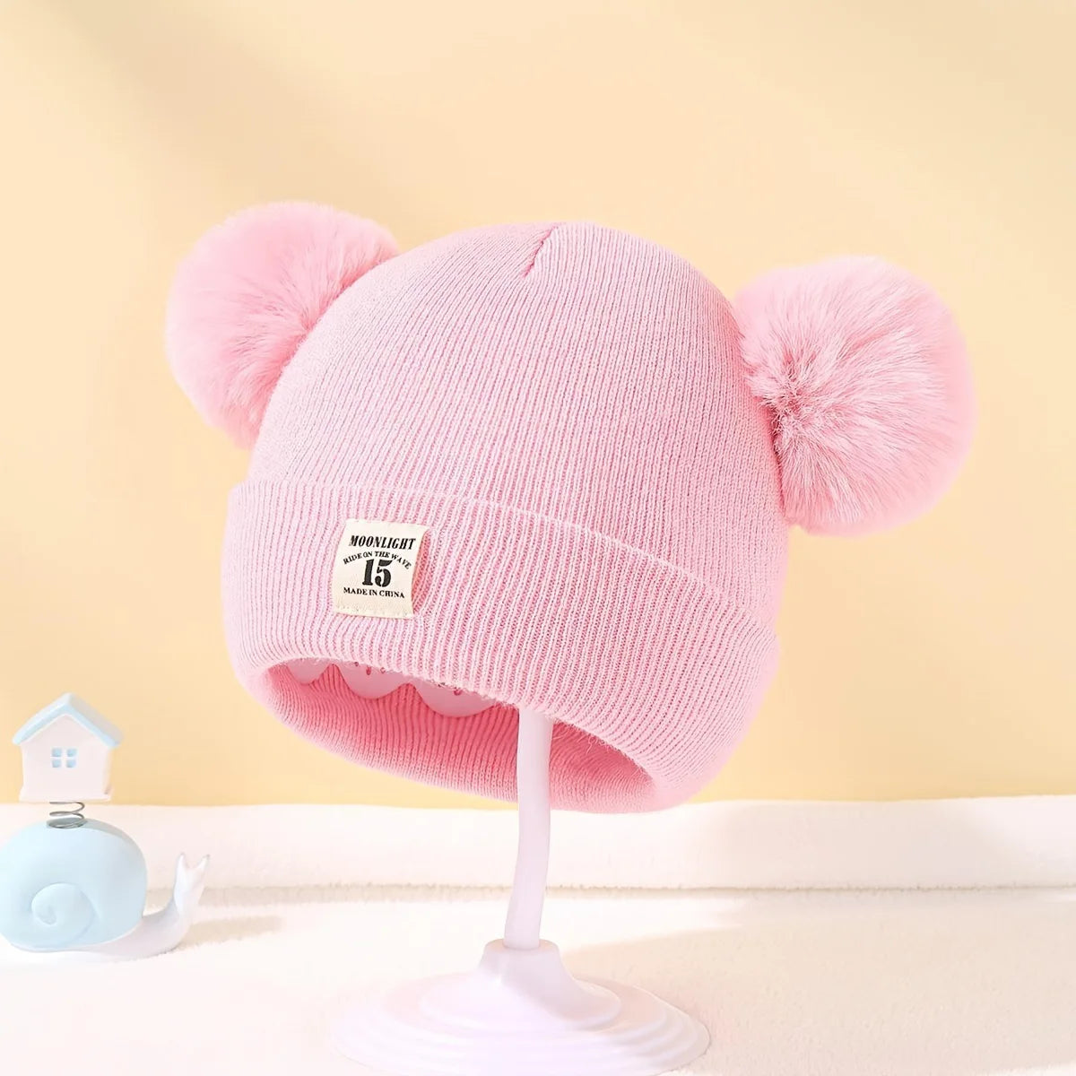 Ensemble d'hiver mignon pour bébé : bonnet et écharpe en laine avec oreilles d'ours.