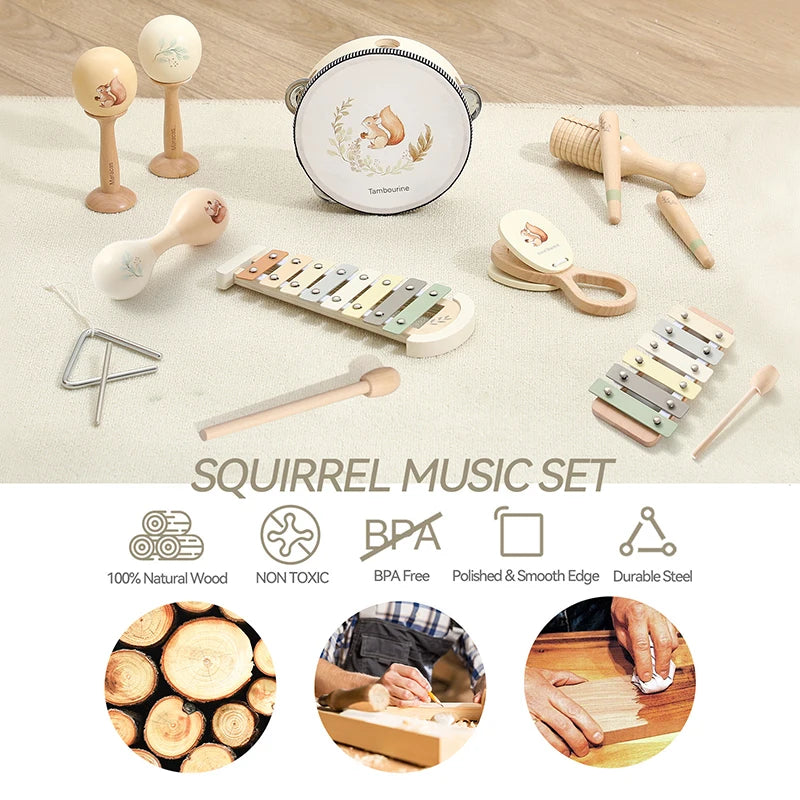 Ensemble musical Montessori – Maracas écureuil et plus encore !
