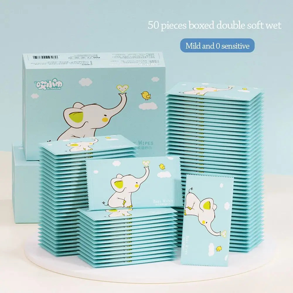 50 lingettes humides pour bébé – Jetables, portables et sans danger pour les mains