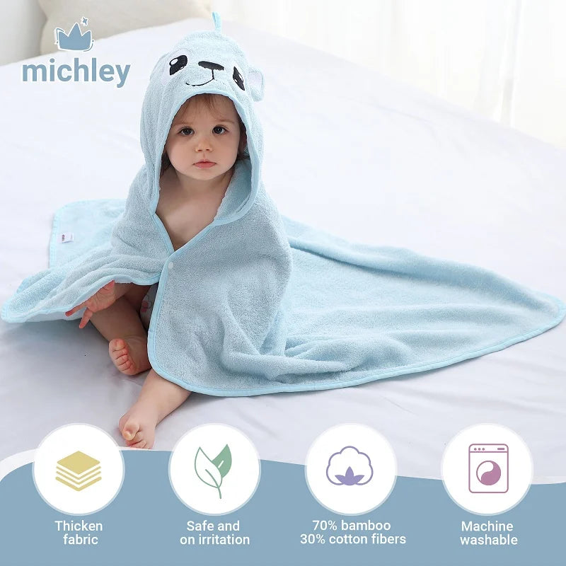 Serviette de bain à capuche Lion mignon – Peignoir de bain doux en bambou pour enfants