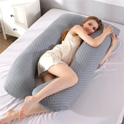 Coussin de corps en forme de U – Soutien en coton pour la grossesse et la maternité