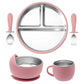 Ensemble repas bébé sans BPA – Assiette, bol, tasse et couverts détachables