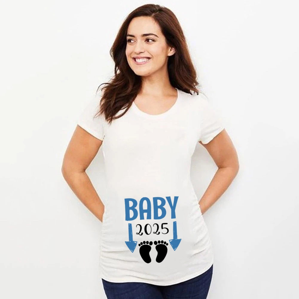 T-shirt de maternité « Bébé en route pour 2025 » – Annonce de grossesse