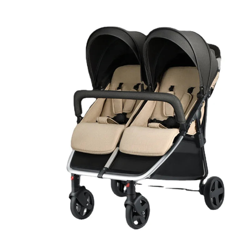 Twin Baby Stroller – Side-by-Side Sit & Lie, Lightweight Pushchair