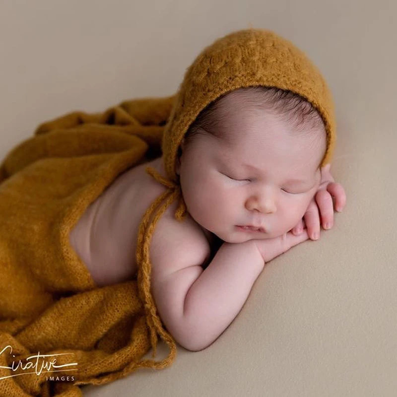 Color Dots Mohair Wrap Bonnet Set Baby Photo Prop