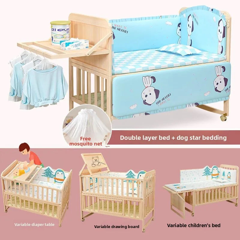 Convertible Baby Bed – Solid Wood & Adjustable Cradle