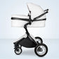 Poussette bébé 2 en 1 de luxe en cuir PU – Poussette surélevée pour nouveau-né