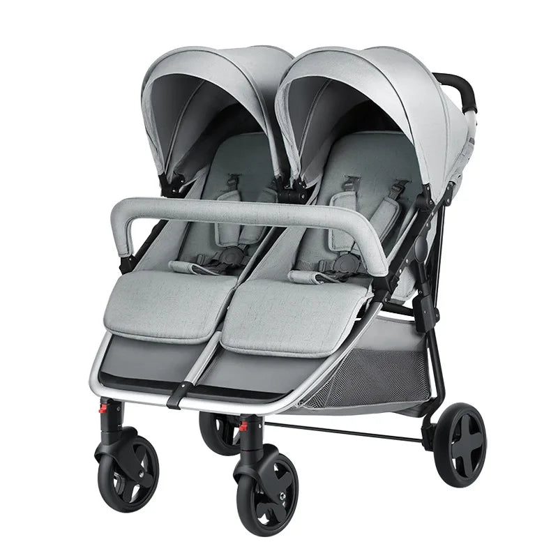 Twin Baby Stroller – Side-by-Side Sit & Lie, Lightweight Pushchair