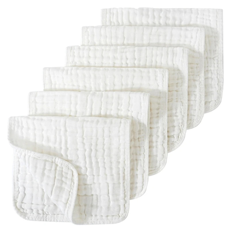 Ensemble de 6 serviettes pour bébé – Lingettes en mousseline de coton 6 épaisseurs pour le visage et le dos