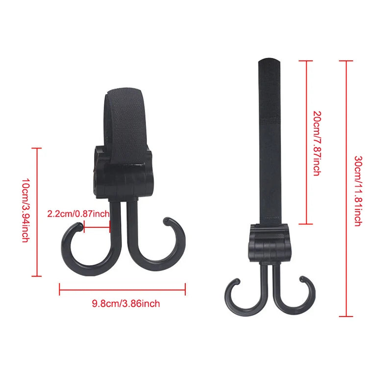 Double Hook Baby Stroller Hanger – 360° Rotatable Cart Hook