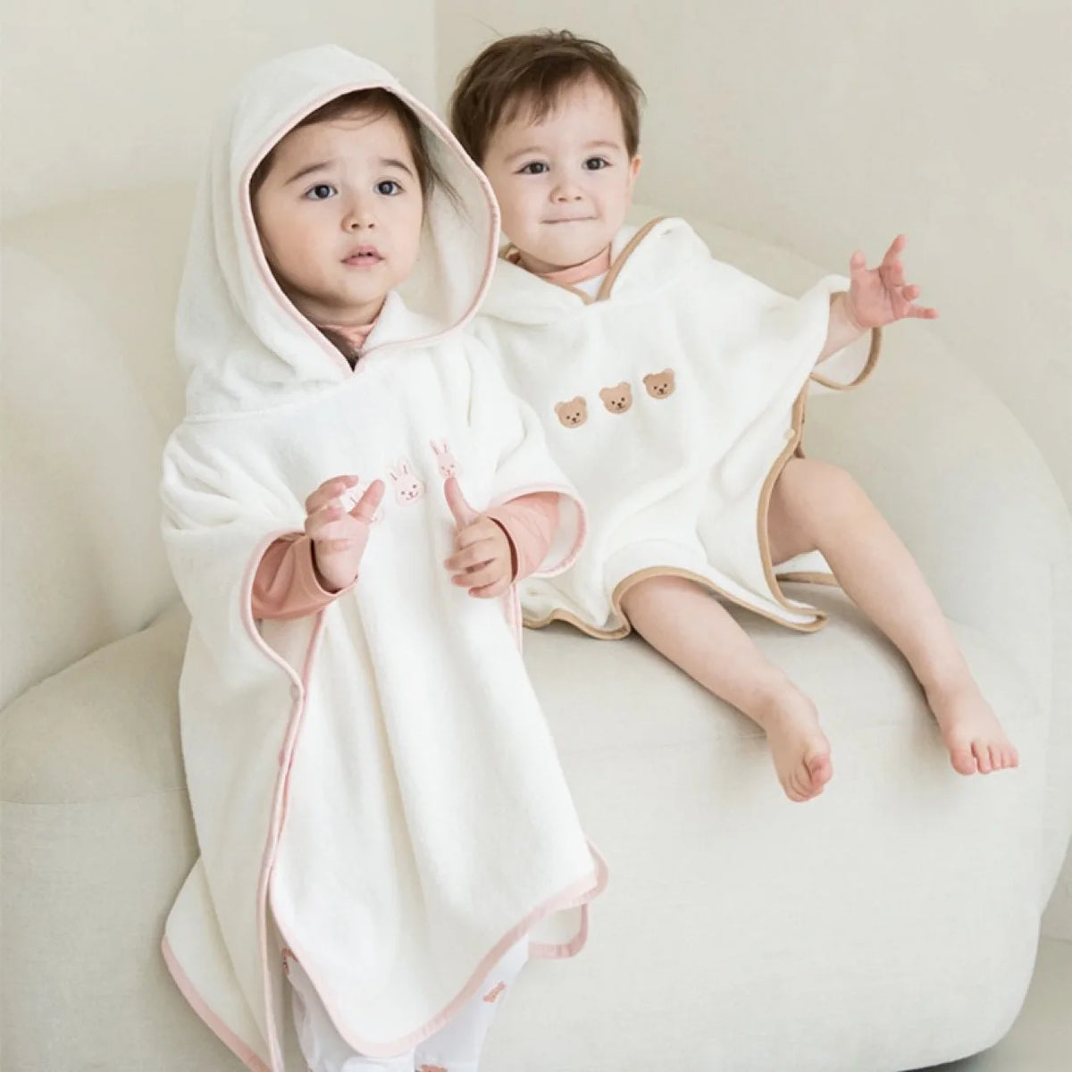 Korean Kids Hooded Bath Towel – Absorbent Quick-Dry Cotton Cape with Hat