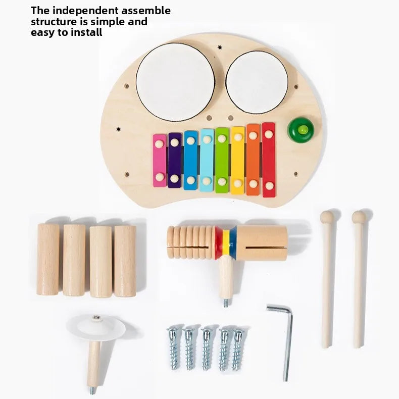 Montessori Wooden Music Table – Xylophone & Drum