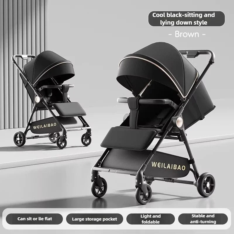 Poussette enfant pliable et légère 2025 – Poussette de voyage portable position assise et allongée
