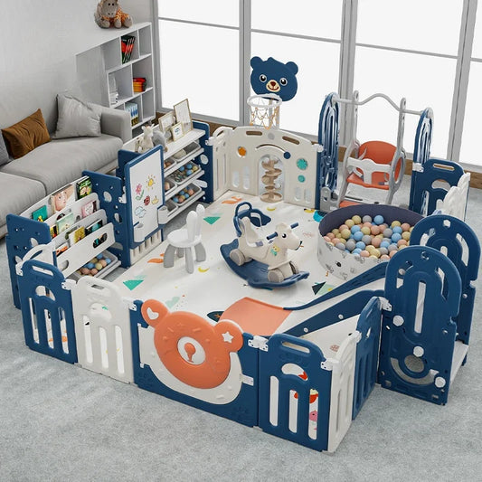 Foldable Baby Playpen – Safe Indoor Plastic Fence with Gate