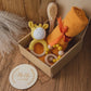 Newborn Bath Gift Set – Cotton Blanket, Milestone Cards & Rattle